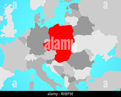 Visegrad-gruppe auf Blau politische Welt. 3D-Darstellung. Stockfoto