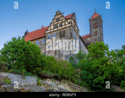 Schlossberg mit Stiftskirche St. Servatius, UNESCO-Weltkulturerbe, Quedlinburg, Sachsen-Anhalt, Deutschland, Europa Stockfoto