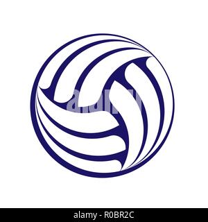 Blau volleyball ball Silhouette auf weißem Hintergrund Stock Vektor