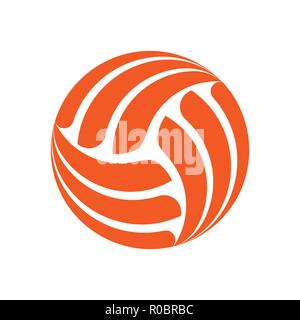 Orange volleyball ball Silhouette auf weißem Hintergrund Stock Vektor