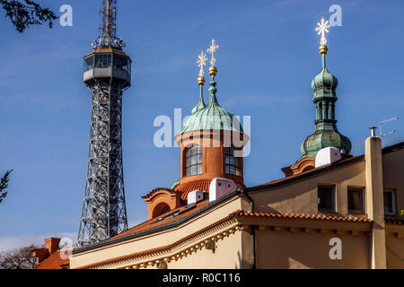 Petrin Prag, St. Lawrence Church Prag Aussichtsturm Tschechien Stockfoto