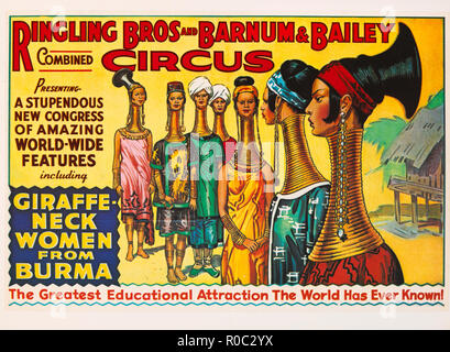 Ringling Bros. und Barnum & Bailey Circus, kombiniert Giraffe-Neck Frauen aus Burma, Zirkus, Plakat, Lithographie, 1932 Stockfoto