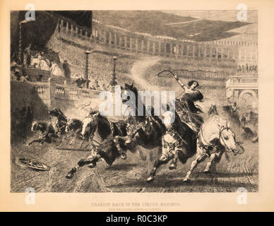 Wagenrennen im Circus Maximus, Gravur von der ursprünglichen Gemälde von A.Wagner, Platte 1 Stockfoto