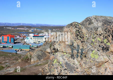 Mit Blick auf Iqaluit, Baffin Island, Nunavut, Kanada Stockfoto