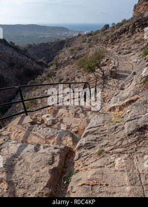 Berg Weg, der nach dem bekannten Milatos Cave NE Kreta, Griechenland. Stockfoto