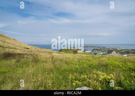 Blick über Beilegung von Havre Aubert im Magdalen Islands, Quebec, Kanada. Stockfoto