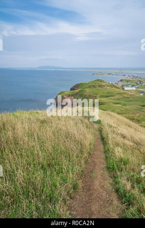 Blick über Beilegung von Havre Aubert im Magdalen Islands, Quebec, Kanada. Stockfoto