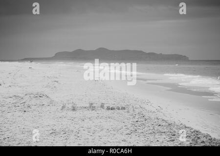 Blick auf den Eintrag Insel von Sandy Hook Beach in La Grave in der Magdalen Islands, Quebec, Kanada. Stockfoto