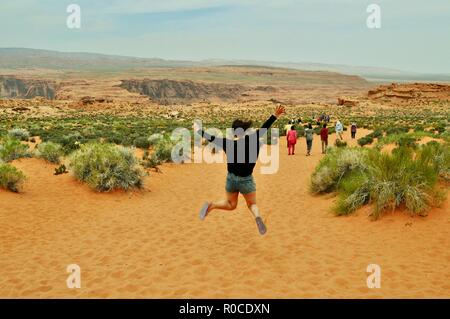 Springen Weibchen im Nationalpark rund um Horseshoe Canyon, Utah Stockfoto