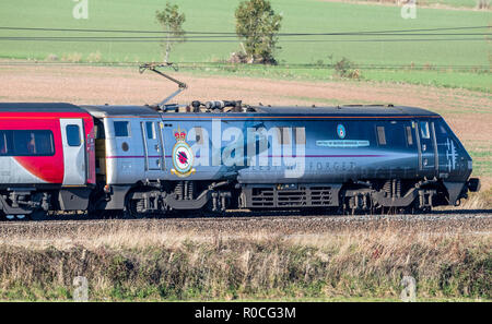 225 HST-Zug auf der East Coast Mainline in der Nähe von Retford Stockfoto