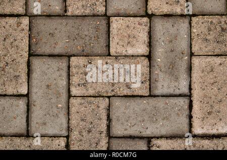 Braune Rechteck und Quadrat brick fertiger Muster in einer Ansicht von oben. Stockfoto
