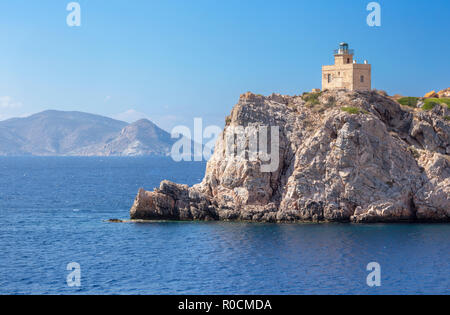 Der Leuchtturm von griechischen Insel Ios in der Cyclades Gruppe in der Ägäis Stockfoto