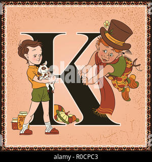 Kinder Buch cartoon Märchen Alphabet. Schreiben K. Karlsson vom Dach von Astrid Lindgren Stockfoto