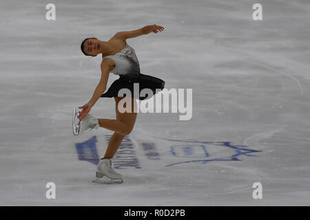 Helsinki, Finnland. 3. November 2018. Kaori Sakamoto (JPN) während führt Damen Kür der ISU-GP von Eiskunstlauf Helsinki 2018 an der Helsinki Ice Hall (Helsingin Jaahalli) am Samstag, 03. November 2018. HELSINKI. (Nur redaktionelle Nutzung, eine Lizenz für die gewerbliche Nutzung erforderlich. Keine Verwendung in Wetten, Spiele oder einer einzelnen Verein/Liga/player Publikationen.) Credit: Taka Wu/Alamy leben Nachrichten Stockfoto