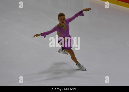 Helsinki, Finnland. 3. November 2018. Emmi Peltonen (FIN) während führt Damen Kür der ISU-GP von Eiskunstlauf Helsinki 2018 an der Helsinki Ice Hall (Helsingin Jaahalli) am Samstag, 03. November 2018. HELSINKI. (Nur redaktionelle Nutzung, eine Lizenz für die gewerbliche Nutzung erforderlich. Keine Verwendung in Wetten, Spiele oder einer einzelnen Verein/Liga/player Publikationen.) Credit: Taka Wu/Alamy leben Nachrichten Stockfoto