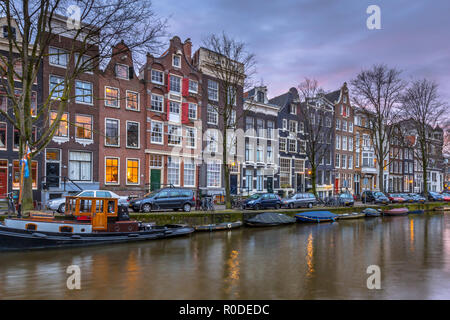 Bunte traditionelle canal Häuser auf die brouwersgracht in das UNESCO-Weltkulturerbe von Amsterdam Stockfoto