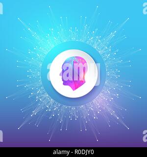 Künstliche Intelligenz Logo. Künstliche Intelligenz und Machine Learning Konzept. Vektor symbol AI. Neuronale Netze und anderen modernen Technologien Konzepte. Technologie sci-fi-Konzept. Stock Vektor
