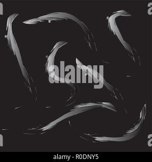 Vektor grauen Pinsel Flecken, Marker Linien oder Markierungen. Marker, Anschläge und Anschläge. Verschwommen abstrakte Flecken auf der Tinte und Bestreichen mit einer Textur Stock Vektor