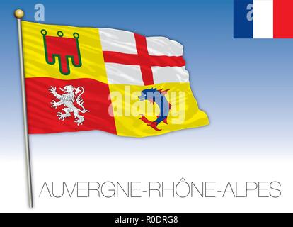 Auvergne, Rhône Alpes, Frankreich Flagge, Vector Illustration Stock Vektor