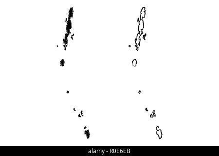 Andaman und Nicobar Inseln (Mitgliedstaaten und Union gebieten von Indien, Föderierte Staaten, Republik Indien) Karte Vektor-illustration, kritzeln Skizze Anda Stock Vektor