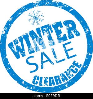 Winter Verkauf Abstand Stempel. Vektor drucken Stempel verkaufen - aus Gummi mit Snowflake Abbildung Stock Vektor