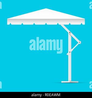 Werbe-Platz Werbung Outdoor Garten oder Strand weiße Leere Sonnenschirm Sonnenschirm. Mock Up, Vector Template Stock Vektor