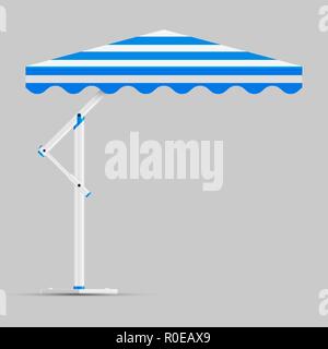 Werbe-Platz Werbung Outdoor Garten oder Strand Blaue und Weiße Sonnenschirm Sonnenschirm. Mock Up, Vector Template Stock Vektor