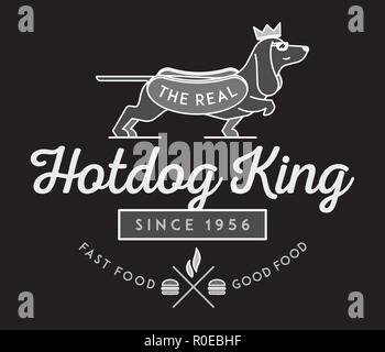 Hotdog König Weiß auf Schwarz ist ein Vektor Illustration über Street Food Stock Vektor
