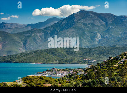 Stadt von Saint-Florent Golfe de Saint Florent Serra di Pigno massiv, Haute-Corse, Korsika, Frankreich Stockfoto