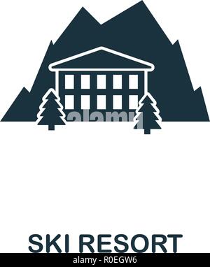 Skigebiet Symbol. Premium Design von Winter Sport Kollektion. UX und UI. Pixel Perfect ski resort Symbol für Web Design, Anwendungen, Software, drucken Stock Vektor