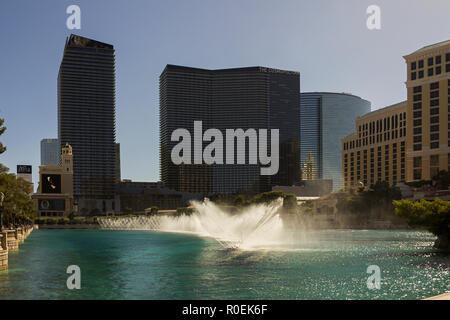 LAS VEGAS, NV, USA - 12. Sptember 2018: Downtown, Las Vegas Strip, tagsüber. Sehenswürdigkeiten, Hotels, Kasinos. Stockfoto