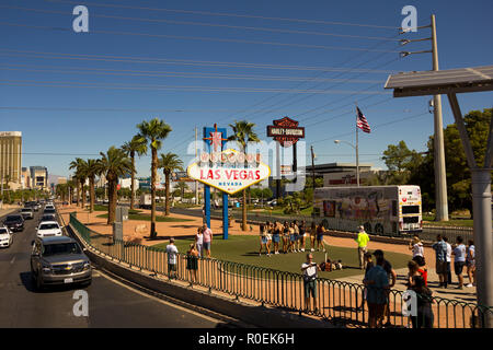 LAS VEGAS, NV, USA - 12. Sptember 2018: Berühmte Willkommen Zeichen von Las Vegas. Sehenswürdigkeit Stockfoto