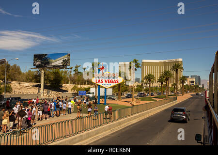 LAS VEGAS, NV, USA - 12. Sptember 2018: Berühmte Willkommen Zeichen von Las Vegas. Sehenswürdigkeit Stockfoto