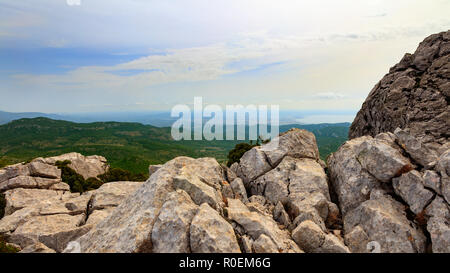 Blick von Puig de Galatzo nach Palma de Mallorca, Spanien Stockfoto