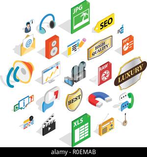 Musikalischen geschmack Symbole gesetzt, isometrische Stil Stock Vektor