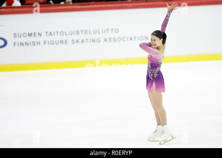 Helsinki Ice Hall, Helsinki, Finnland. 3. November, 2018. Yuna Shiraiwa (JPN), 3. NOVEMBER 2018 - Eiskunstlauf: Die Damen Kür während der ISU Grand Prix Eiskunstlauf 2018/2019 an der Helsinki Ice Hall, Helsinki, Finnland. Quelle: LBA/Alamy leben Nachrichten Stockfoto