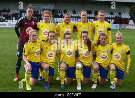 Borehamwood, Großbritannien. 4. Nov 2018. Birmingham City Team während der Frauen Super League Spiel zwischen Arsenal und Birmingham City Frauen an Langeweile Holz, Langeweile Holz, England am 04. Nov 2018. Kredit Aktion Foto Sport Foto Credit: Action Sport / alamy Leben Nachrichten Stockfoto