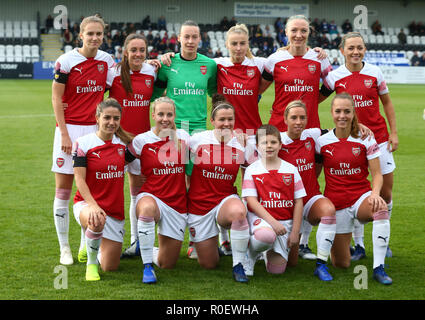 Borehamwood, Großbritannien. 4. Nov 2018. Arsenal Team während der Frauen Super League Spiel zwischen Arsenal und Birmingham City Frauen an Langeweile Holz, Langeweile Holz, England am 04. Nov 2018. Kredit Aktion Foto Sport Foto Credit: Action Sport / alamy Leben Nachrichten Stockfoto