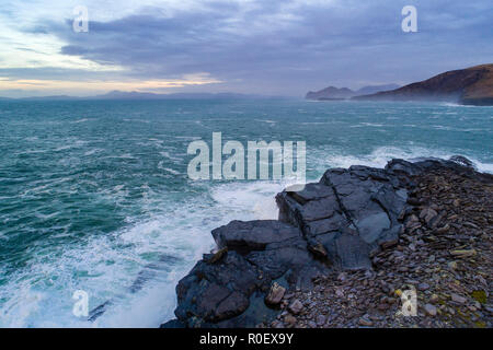 Niedrige November abends Licht in der Nähe von St Brendan's Gut, auf Valentia Island County Kerry, Irland Stockfoto