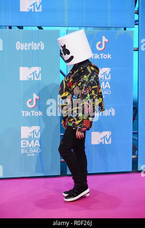 November 4, 2018 - Madrid, Madrid, Spanien - DMarshmello besucht Die 25. MTV EMAs 2018 Bilbao Exhibition Centre "BEC" am 4. November 2018 in Madrid, Spanien (Bild: © Jack Abuin/ZUMA Draht) Stockfoto