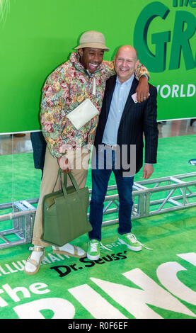 New York, USA. 3. November 2018. Musiker Tyler, der Schöpfer und Produzent Chris Meledandri besuchen die Weltpremiere von Dr. Seuss "Der Grinch" in der Alice Tully Hall in New York City am 3. November 2018. Quelle: Jeremy Burke/Alamy leben Nachrichten Stockfoto