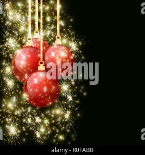 Weihnachtskugeln mit fallender funkelt auf einem dunklen Hintergrund Stock Vektor