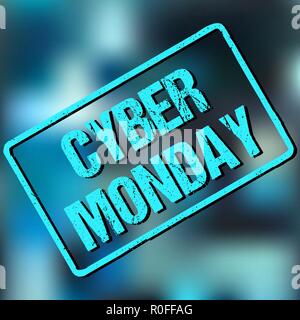 Banner mit der Cyber Monday anmelden Rahmen auf abstrakten Hintergrund. Vector Illustration. vector lieferbar. Blau, Weiß, Grau lichter Hintergrund Stock Vektor