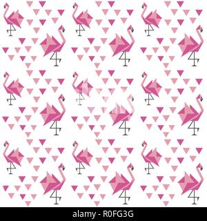 Geometrische Muster mit japanischen Origami Flamingo Stock Vektor