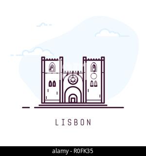 Lissabon Linienstil Gebäude Stock Vektor