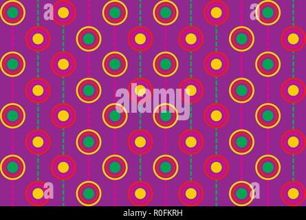Nahtlose Wiederholung Hintergrund von bunten Kreise und gestrichelte Linien Stock Vektor