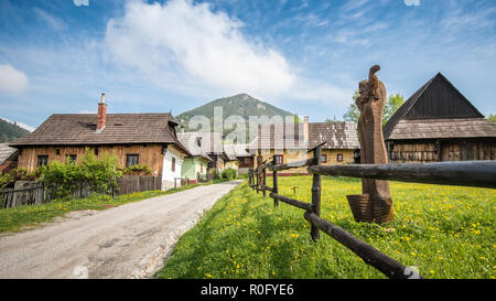 Vlkolinec Slowakei. Ein UNESCO-Weltkulturerbe, Dorf mit gut erhaltenen hölzernen Land Häuser, alte Architektur, Slowakei Stockfoto