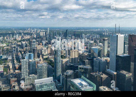 Blick von der Aussichtsplattform des CN-Tower, Toronto, Kanada Stockfoto