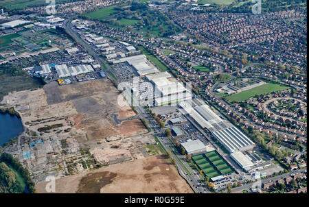 Luftaufnahme der Wheatley Hall Road, Doncaster, außerhalb der Stadt, Einzelhandel, South Yorkshire, Nordengland, Großbritannien Stockfoto