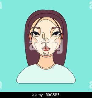 Weibliche user Avatar der Unternehmerin. Symbol für süße Mädchen Gesicht. Flache gefüllt Umrisse Stil. Editierbare Anschlag Stock Vektor